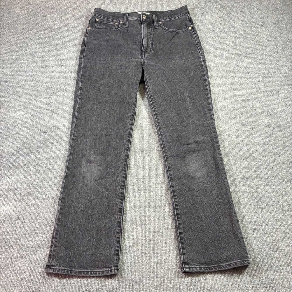 Madewell Slim Demi-Boot Jeans Womens 27 Black High Rise Kick Flare Stretch